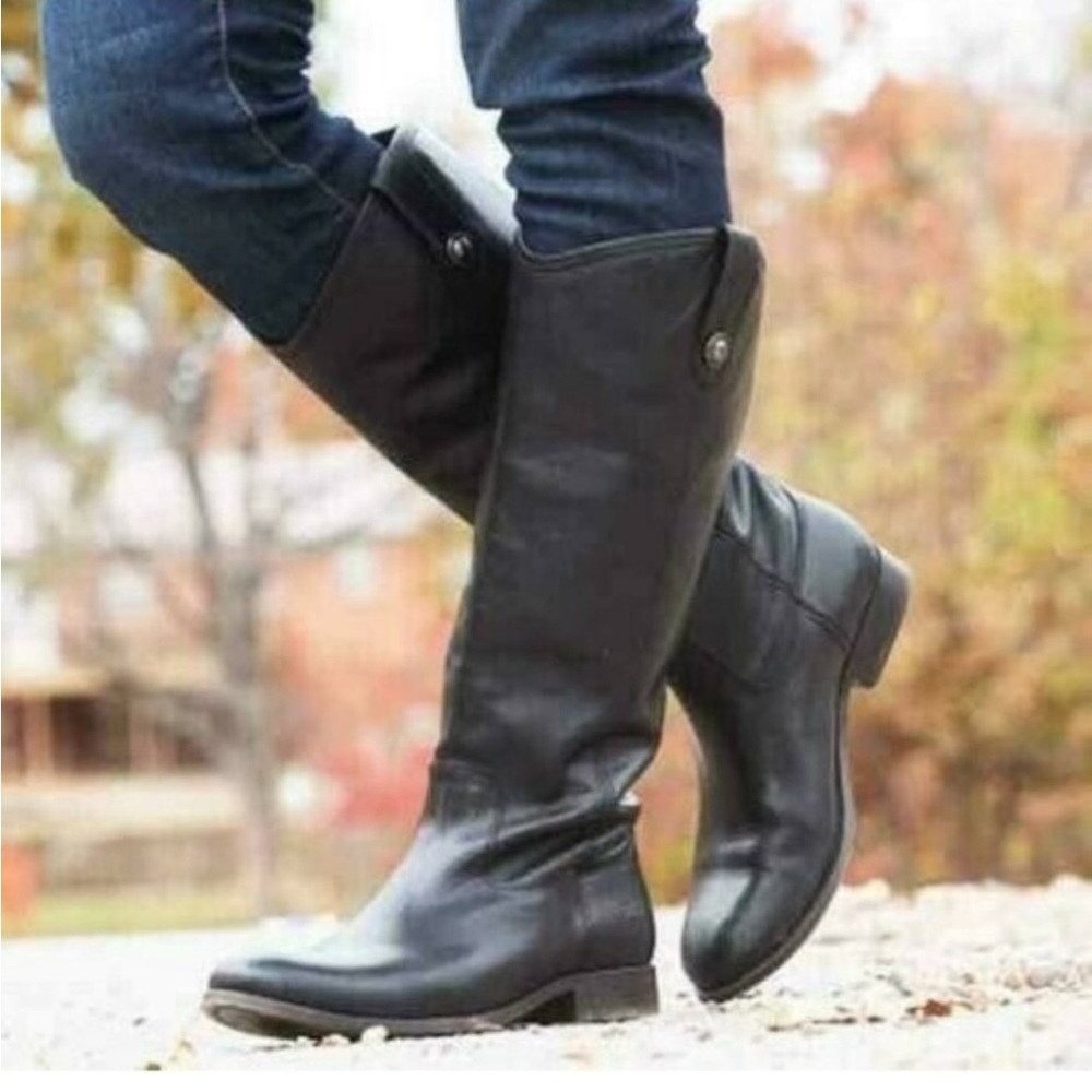 Frye Boots Womens 7.5 B Melissa Knee High Black Leather Riding 3477167